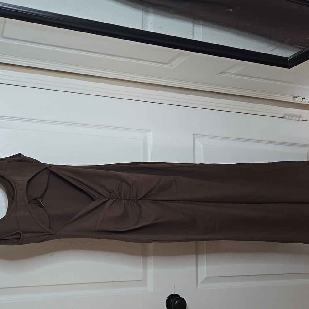 As Seen On Tiktok Evellyhootd Brown Sleeveless Padded Jumpsuit NWTS - Picture 3 of 8